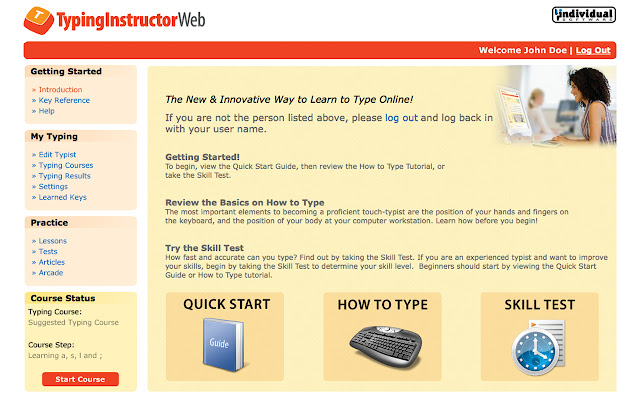 Typing Instructor Web for Schools  from Chrome web store to be run with OffiDocs Chromium online