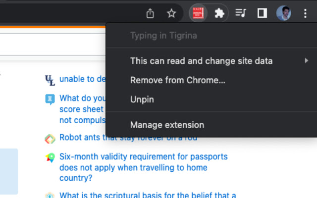 Typing in Tigrina  from Chrome web store to be run with OffiDocs Chromium online