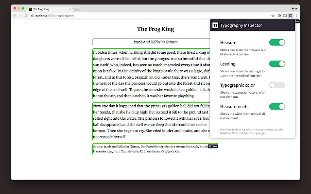 Typography Inspector  from Chrome web store to be run with OffiDocs Chromium online