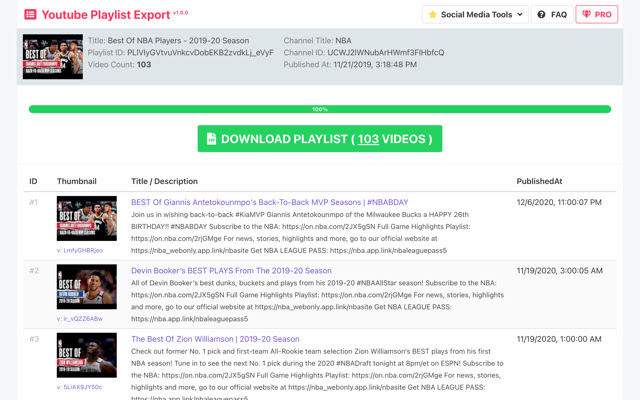 uExport Export Youtube Playlist  from Chrome web store to be run with OffiDocs Chromium online