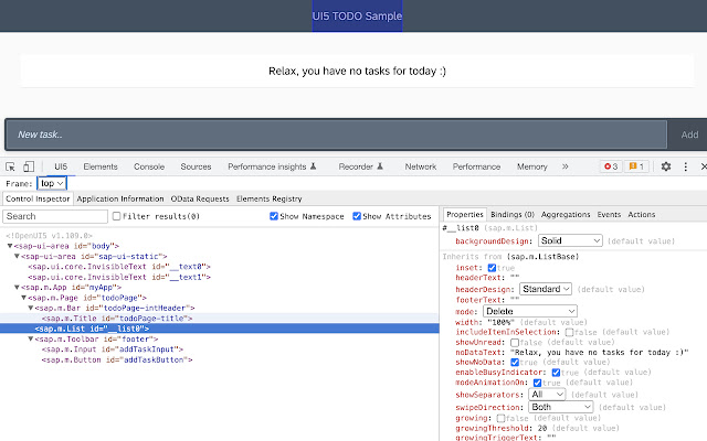 UI5 Inspector  from Chrome web store to be run with OffiDocs Chromium online