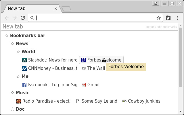 Ultra light newtab page with bookmarks on it  from Chrome web store to be run with OffiDocs Chromium online