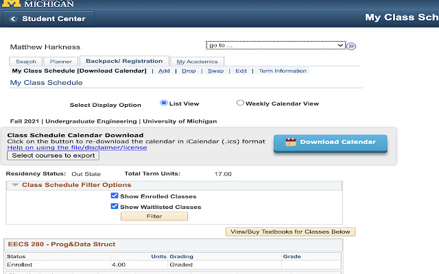 UMich Course Calendar  from Chrome web store to be run with OffiDocs Chromium online