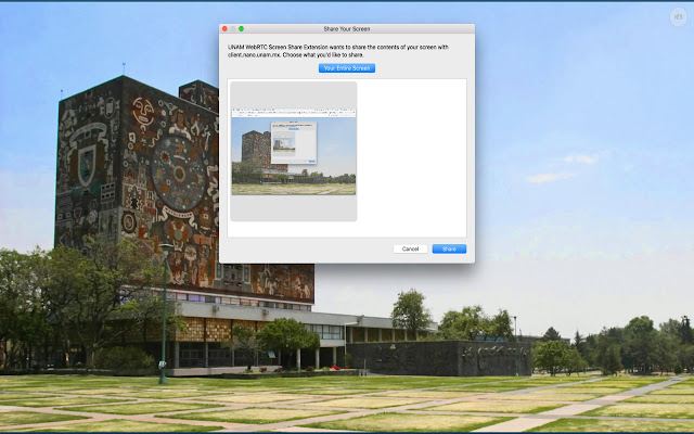 UNAM WebRTC Screen Share Extension  from Chrome web store to be run with OffiDocs Chromium online