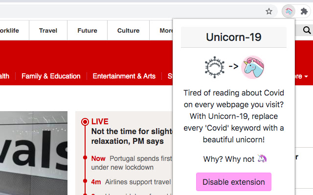 Unicorn 19  from Chrome web store to be run with OffiDocs Chromium online