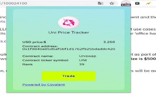 Uniswap Price tracker  from Chrome web store to be run with OffiDocs Chromium online