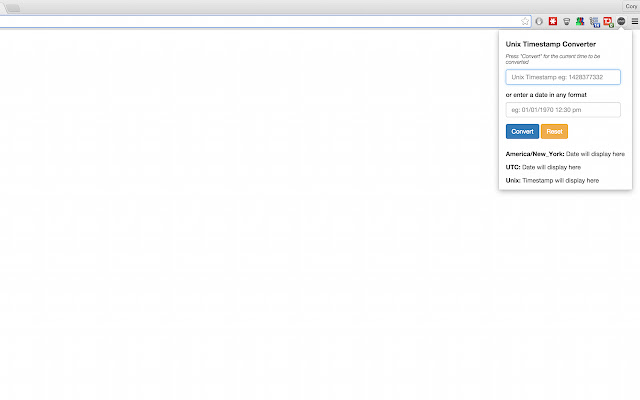 Unix Timestamp Converter  from Chrome web store to be run with OffiDocs Chromium online