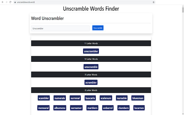 Unscramble Words  from Chrome web store to be run with OffiDocs Chromium online