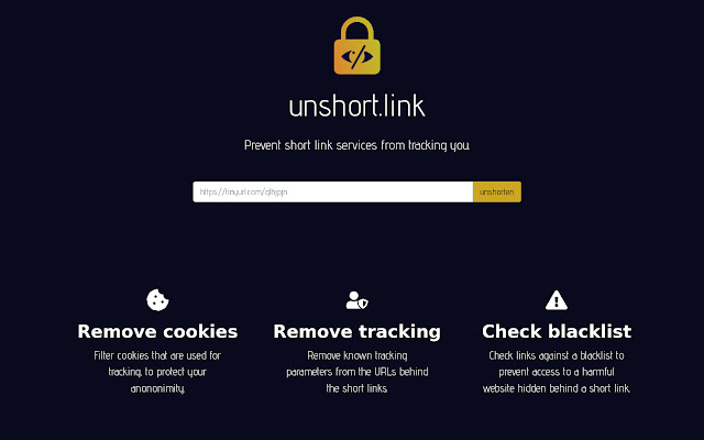 Unshort.link Free Link unshorten services  from Chrome web store to be run with OffiDocs Chromium online