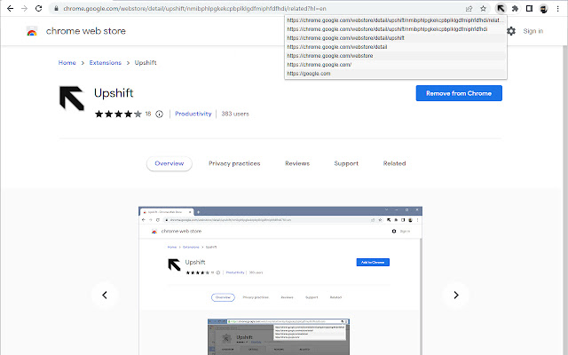 Upshift  from Chrome web store to be run with OffiDocs Chromium online