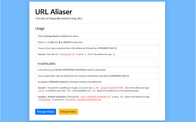 URL Aliaser  from Chrome web store to be run with OffiDocs Chromium online