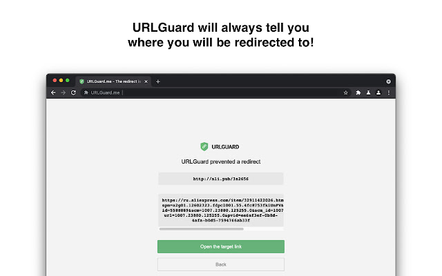 URLGuard.me  from Chrome web store to be run with OffiDocs Chromium online