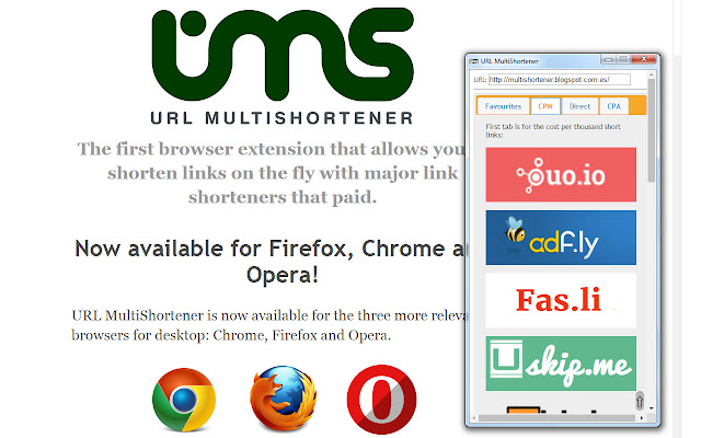 URL MultiShortener  from Chrome web store to be run with OffiDocs Chromium online