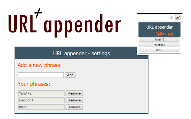 URL phrases appender  from Chrome web store to be run with OffiDocs Chromium online