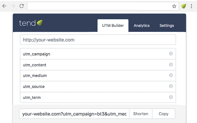 UTM Builder  Analytics  from Chrome web store to be run with OffiDocs Chromium online