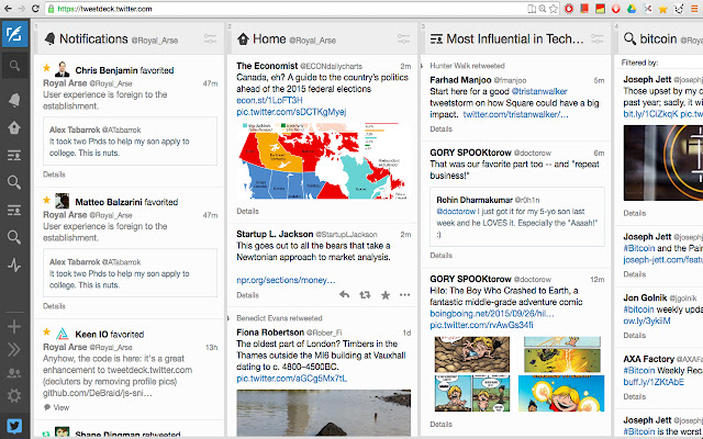 uTweetdeck  from Chrome web store to be run with OffiDocs Chromium online