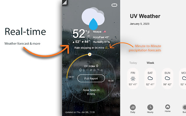 UV Weather  from Chrome web store to be run with OffiDocs Chromium online