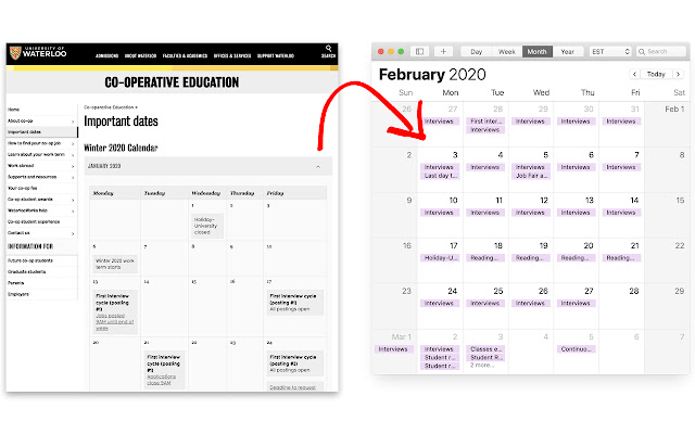 UWaterloo Co op Calendar Generator  from Chrome web store to be run with OffiDocs Chromium online