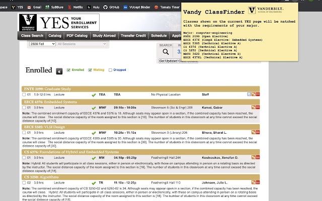 Vandy Class Finder  from Chrome web store to be run with OffiDocs Chromium online