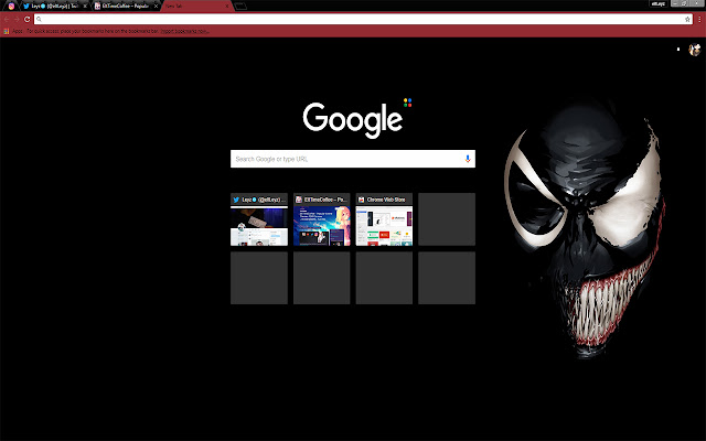 Venom Mask with white eyes Comics |Theme 2018  from Chrome web store to be run with OffiDocs Chromium online