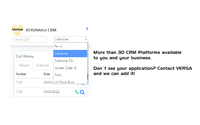 VERSAVoice CRM Integration  from Chrome web store to be run with OffiDocs Chromium online