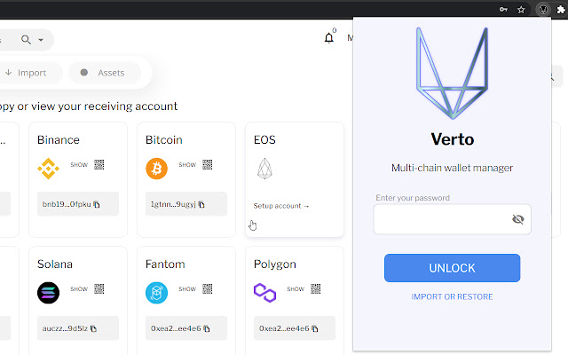 Verto Multichain Crypto Wallet for DEFI  from Chrome web store to be run with OffiDocs Chromium online