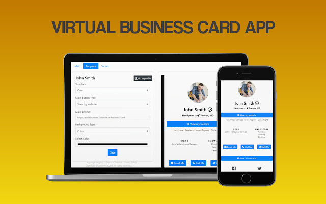 Virtual Business Card  from Chrome web store to be run with OffiDocs Chromium online