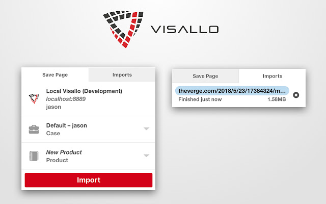 Visallo Importer  from Chrome web store to be run with OffiDocs Chromium online