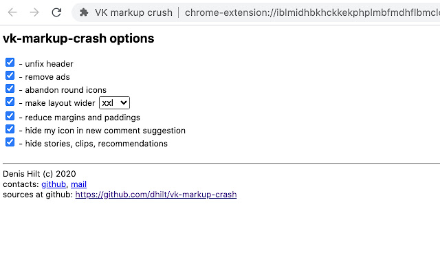 VK markup crush  from Chrome web store to be run with OffiDocs Chromium online