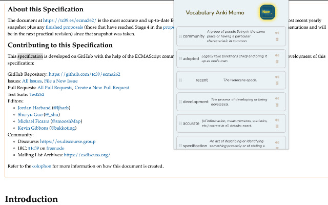 Vocabulary Anki Memo  from Chrome web store to be run with OffiDocs Chromium online