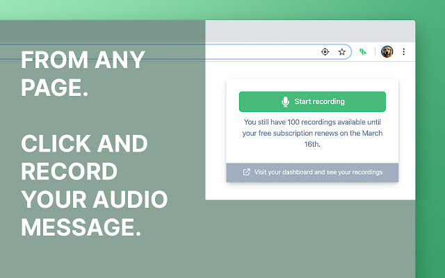 VocalBird: Record and share audio messages  from Chrome web store to be run with OffiDocs Chromium online