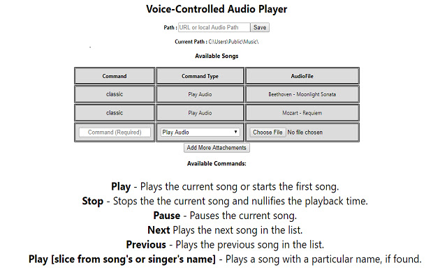 Voice Controlled Media Player  from Chrome web store to be run with OffiDocs Chromium online