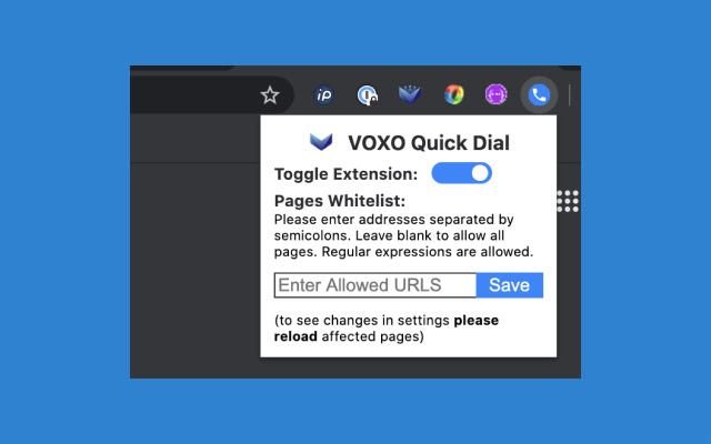 VOXO Quick Dial  from Chrome web store to be run with OffiDocs Chromium online