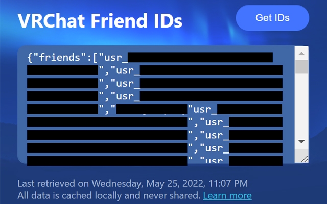 VRChat Friend IDs  from Chrome web store to be run with OffiDocs Chromium online