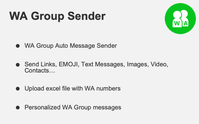 WA Group Sender  from Chrome web store to be run with OffiDocs Chromium online