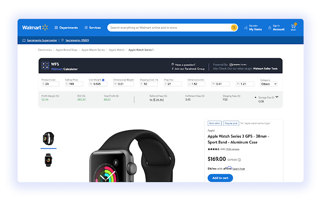 Walmart WFS Profit Calculator de Chrome web store se ejecutará con OffiDocs Chromium en línea