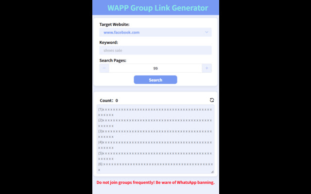 WAPP Group Link Generator  from Chrome web store to be run with OffiDocs Chromium online