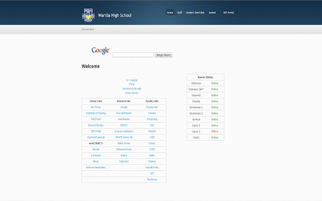 Warilla High School Intranet  from Chrome web store to be run with OffiDocs Chromium online