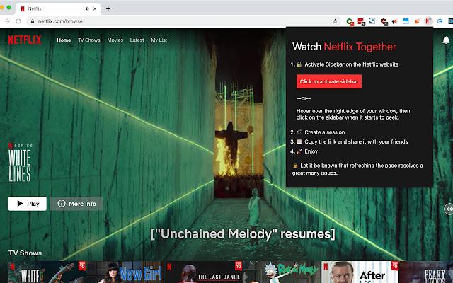 Watch Netflix Together  from Chrome web store to be run with OffiDocs Chromium online