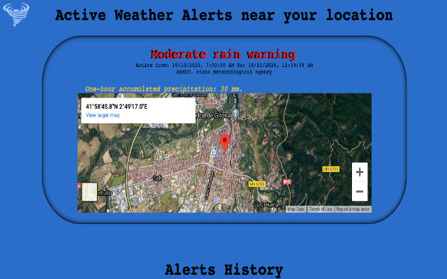 Weather Alerts  from Chrome web store to be run with OffiDocs Chromium online