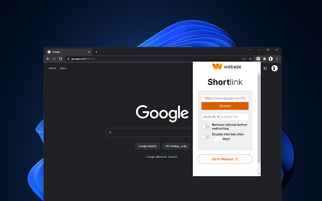 Webaze Shortlinks  from Chrome web store to be run with OffiDocs Chromium online