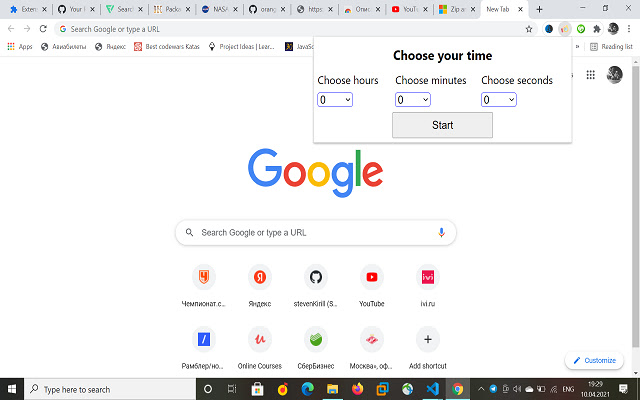 Web page Timer  from Chrome web store to be run with OffiDocs Chromium online