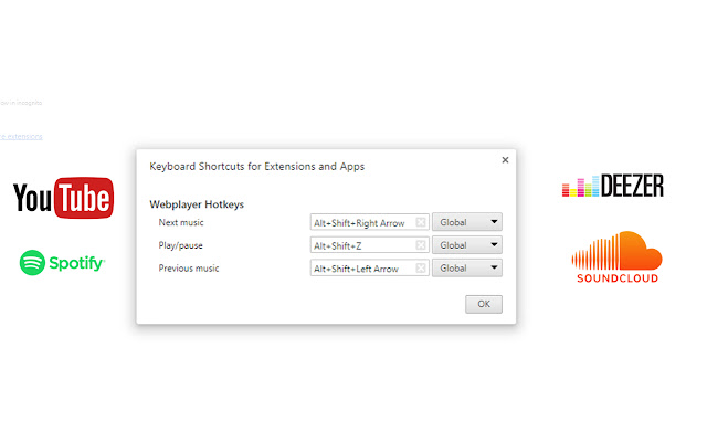 Webplayer Hotkeys Shortcuts for web players  from Chrome web store to be run with OffiDocs Chromium online