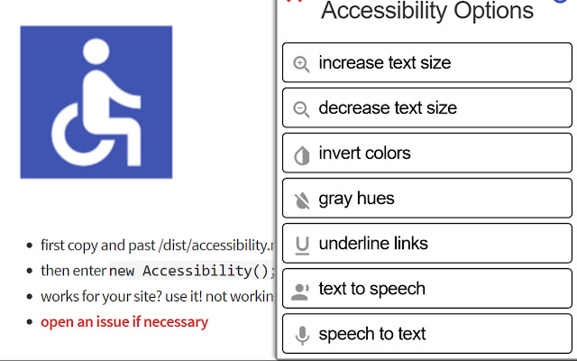 Websites Accessibility  from Chrome web store to be run with OffiDocs Chromium online