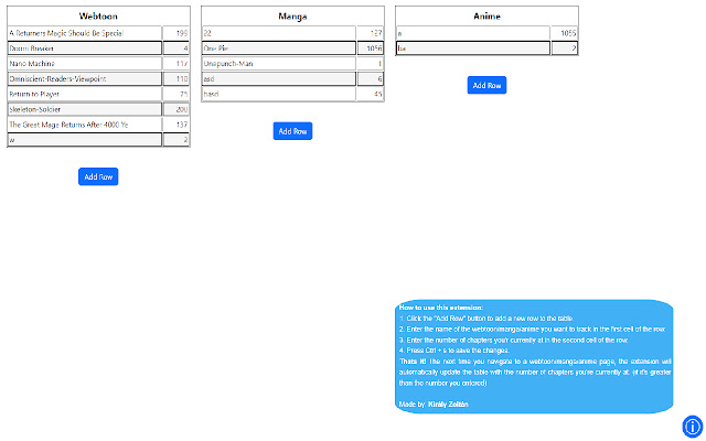 Webtoon Tracker  from Chrome web store to be run with OffiDocs Chromium online