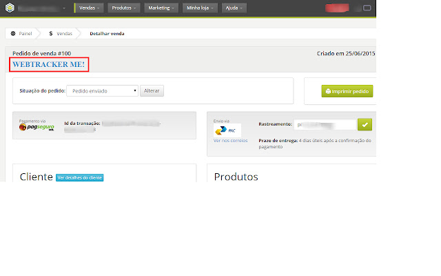 WebTracker ME! Loja Integrada  from Chrome web store to be run with OffiDocs Chromium online