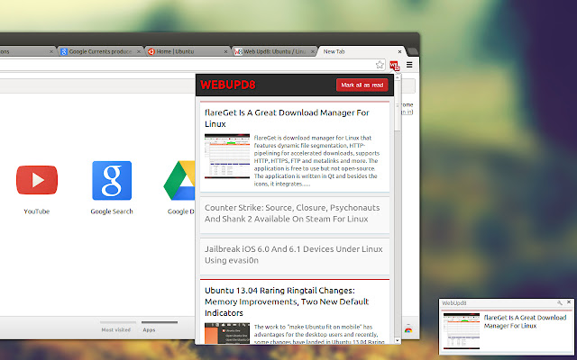 WebUpd8  from Chrome web store to be run with OffiDocs Chromium online