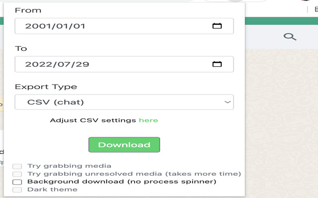 WhatsApp Backup Chat  from Chrome web store to be run with OffiDocs Chromium online