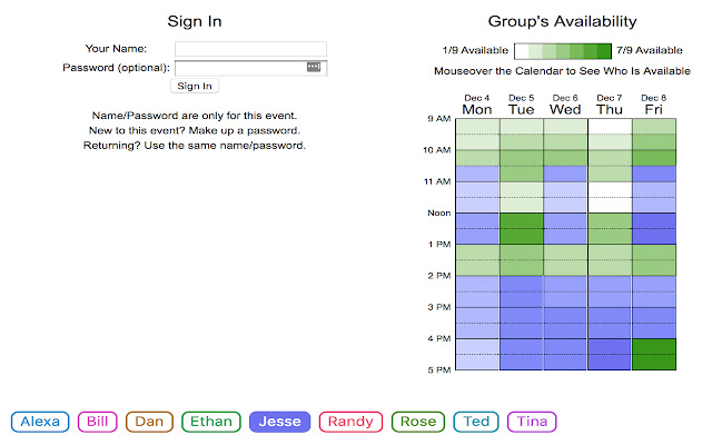 when2meet highlighter  from Chrome web store to be run with OffiDocs Chromium online