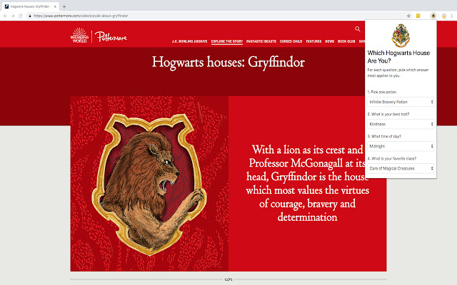 Which Hogwarts House Do You Belong In?  from Chrome web store to be run with OffiDocs Chromium online